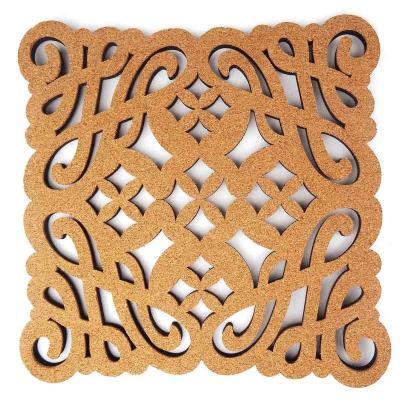 12 X12” Cork Wall Tiles Hollow Carved decorativo Deisgn elegante FDA PROP65