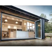 Curved Aluminium Balcony Folding Door Double Triple Glass Interior Folding Glass Doors