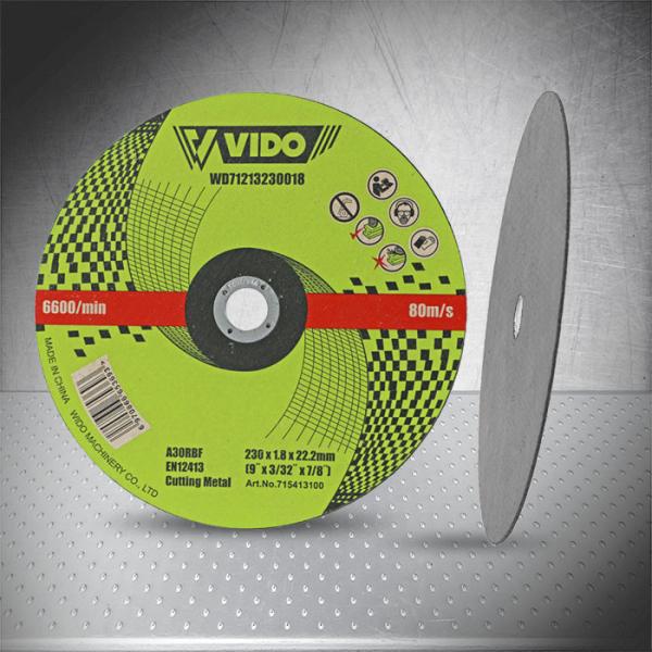 disco de corte para o moedor de ângulo de VIDO, disco de corte fino do metal de 230x1.8mm com grade da fibra de vidro de 2 níveis, seguro e seguro