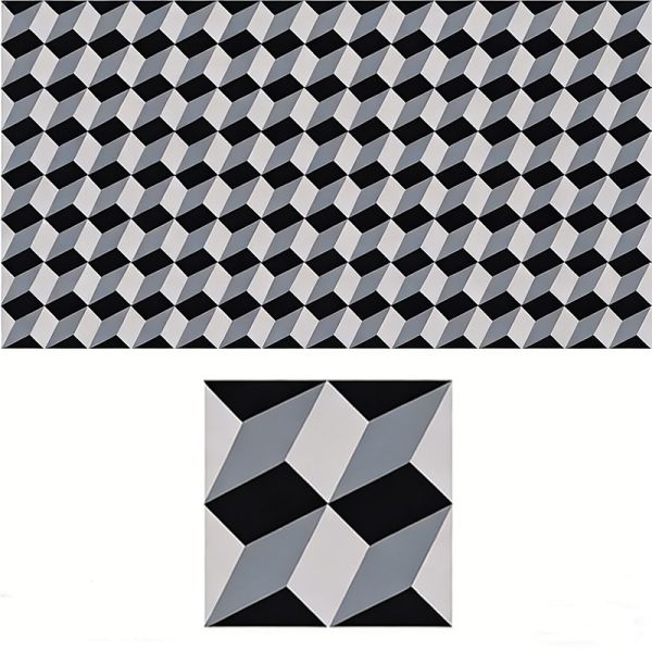 European Retro Handmade Mosaic Cement Tiles 200*200*16mm 3D Cube Illusion Tile For Indoor Outdoor Floor Wall Feature Wall Decor