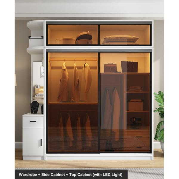 TESIA modificó el gabinete de almacenamiento para requisitos particulares de cristal de la puerta deslizante de los muebles del dormitorio del guardarropa