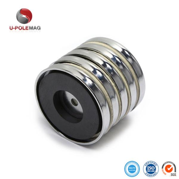 ISO/TS16949 2002 Certified D80mm Ferrite Cup Magnet Holder With Countersunk Hole D6mm