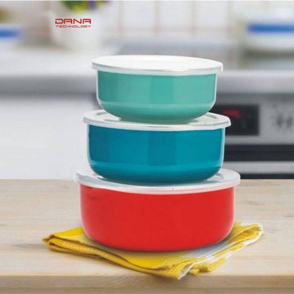 Enamel Carbon Steel Storage Bowl Set Five Pieces Enamelware Bowl Set Classical Style