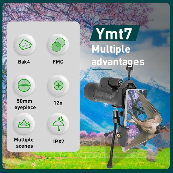 Magnesium Alloy Body 12x50 Night Vision Monocular High Powered For Bird Watching