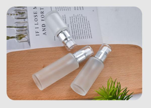 1 Ounce Glass Spray Cosmetic Pump Bottle With Silver Caps User Friendly