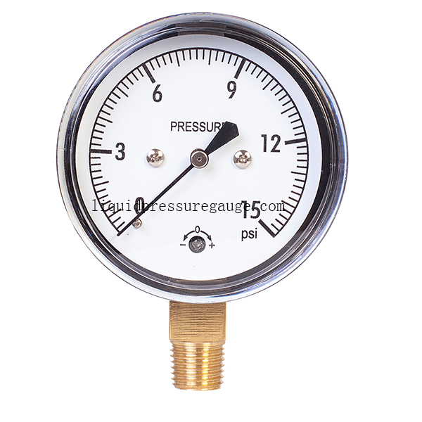 Lower Mount Pressure 15 Psi Low Pressure Water Gauge 2.5'' 63MM 1/8