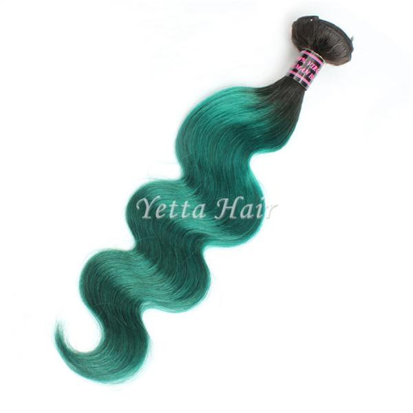 Two Tone Real Ombre Hair Extensions , Green 14 - 24 Inch Virgin Hair