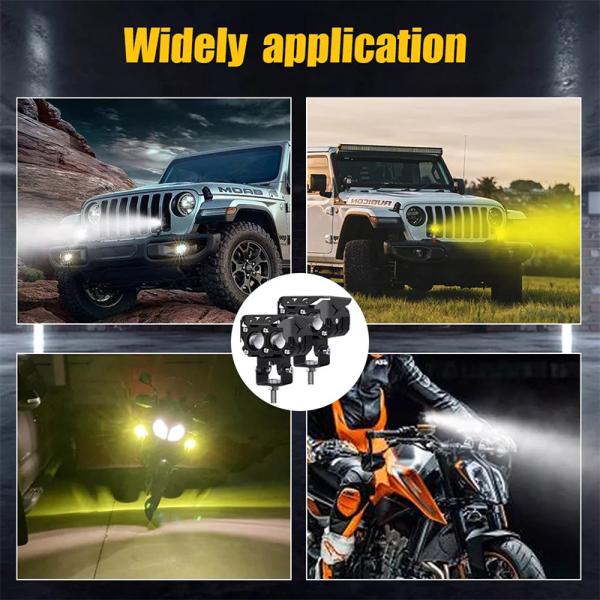 60W Motorcycle Driving Light Amber White Motorcycle Projector Light For Night Driving