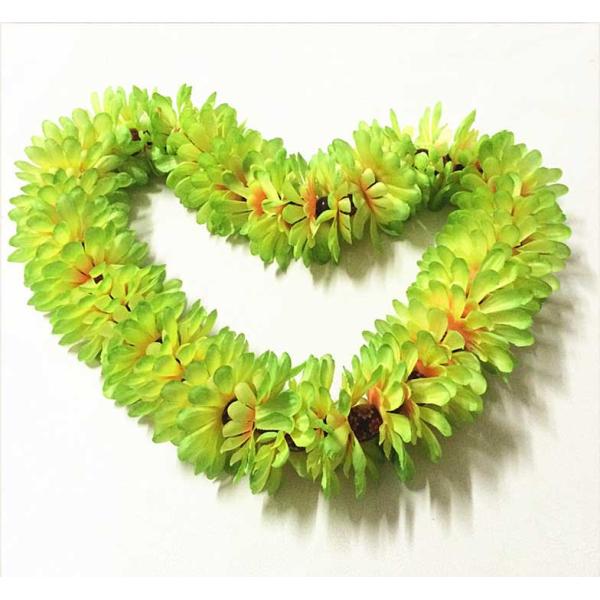 Hawaiian Fabric Ribbon Flowers Necklace Dress Green For Beach Dance Party