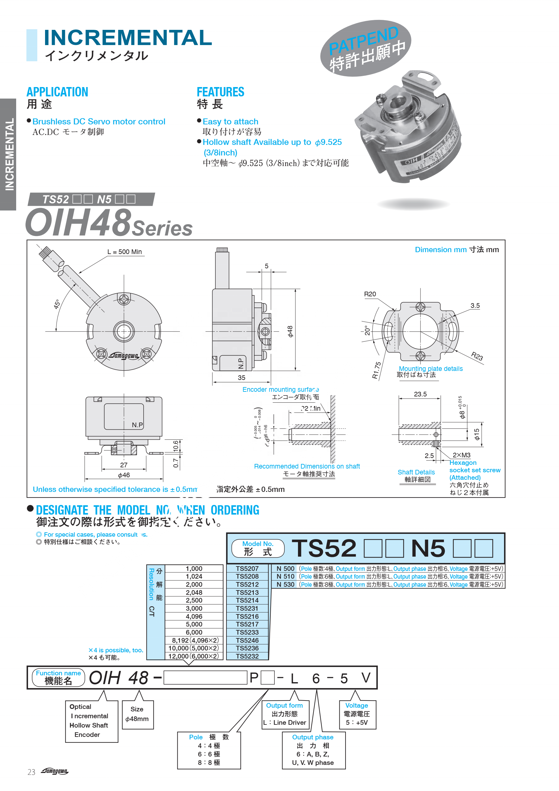 Tamagawa Incremental Rotary Encoder TS5214N530 with Hollow Shaft for Industrial Equipment in Stainless Steel