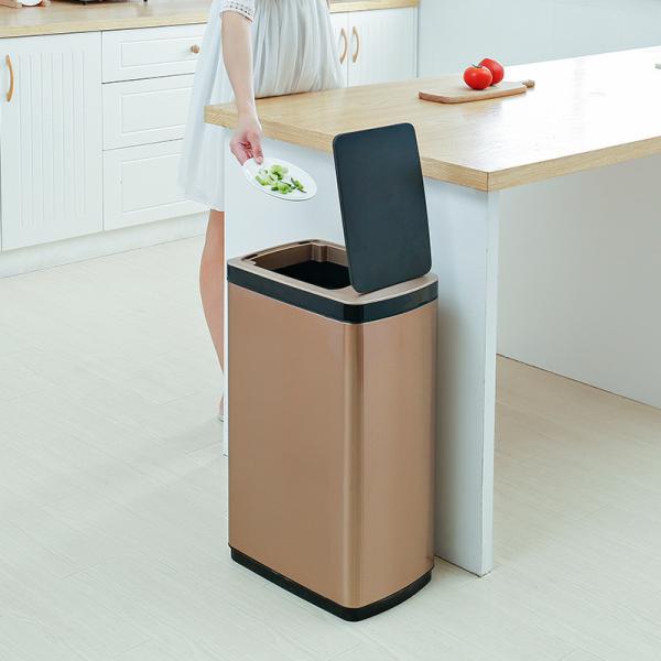 30L Gold Household Ozone Sterilization Sensor Smart Stainless Steel Waste Container Recycling Bin Trash Can