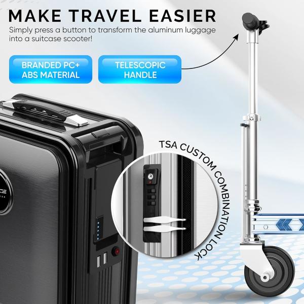 Smart Rideable Suitcase 26L, Lightweight Electric Luggage Scooter para viagens com fechadura digital, impermeável e lightwei