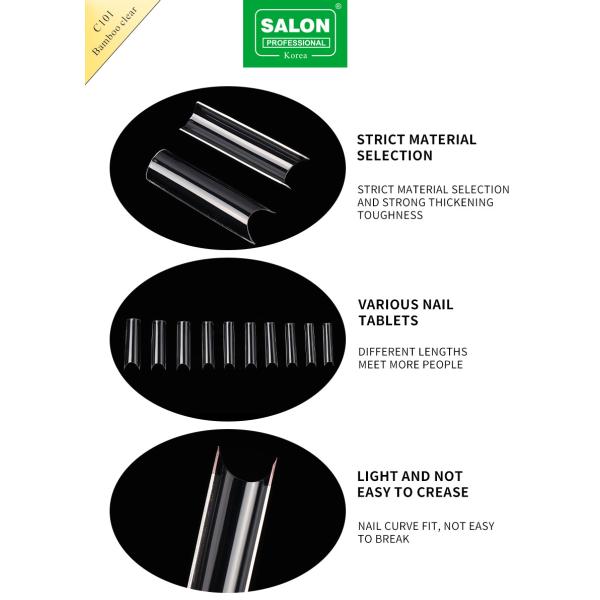 Full Cover False Nail Tips Set with Box Transparent Stiletto & Square Acrylic Nails for DIY Nail Salon