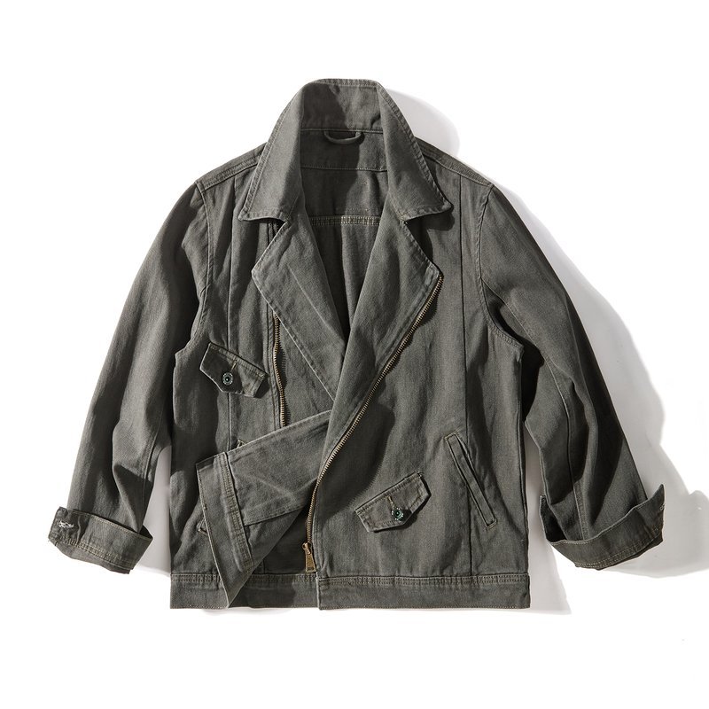 Zipper Daily Army Green Fabric Hem french workwear jacket wholesale Cotton 100% Long Sleeve Custom (JK733)