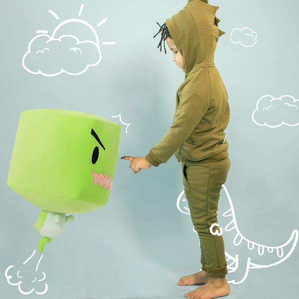 MorisMos Original 15 Inch Big-Headed Dinosaur Stuffed Animal Toy Soft Cube Dino Squishy Pillow for Boys and Girls for Birthday
