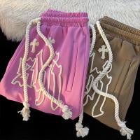 Corredor de vintage de algodón francés Terry todo sobre 5 pulgadas Inseam de baloncesto sudor 3d pantalla espuma Puff Impresión pantalones cortos de malla para hombres
