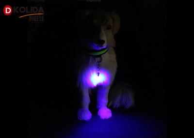 Metal Lead Cat Pet Dog LED Light Collar Tag Safety Flasher Blinker Keychain