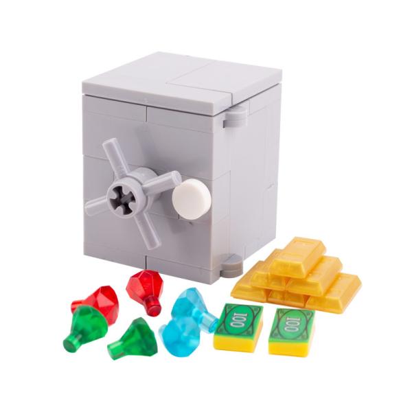 MOC city accessories plioceman mini figure container diamond money safe box building block