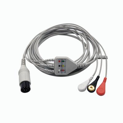 Cabo paciente de Mindray/Goldway ECG, cabo médico de 6 Pin Ecg com pressão/grabber