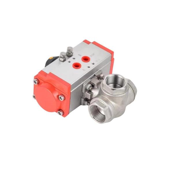 CF8m Class 150 NPT Thread Three Way Pneumatic Ball Valve For Versatile Applications