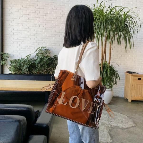 Summer Transparent Jelly Bag Female Large Capacity All-Match Single Shoulder Bag Texture Portable Commuter Tote Bag