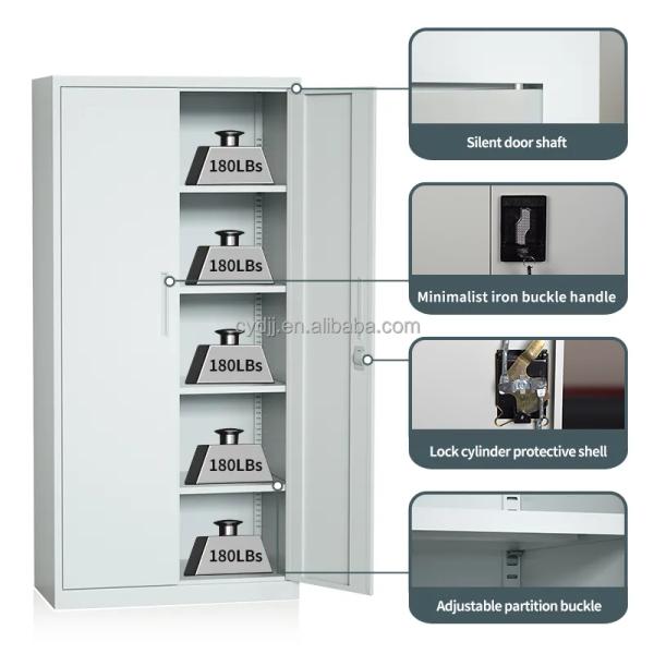Metal Steel 2 Swing Door 4 Shelves Office  Filing Storage Cabinet Lock Organizer for Office Garage  School
