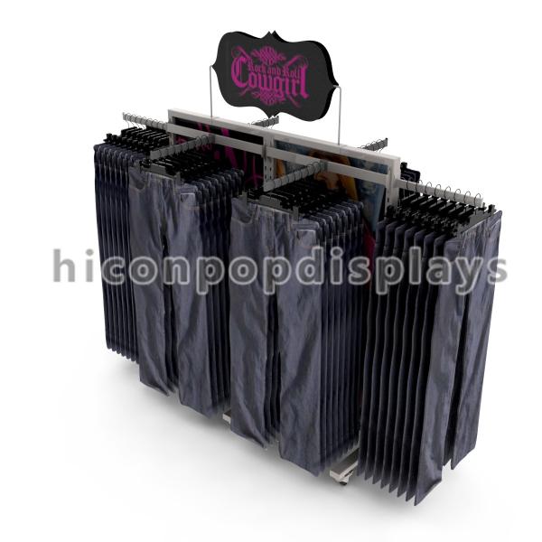 High End Metal Clothing Store Fixtures Movable For Cowboy Jeans