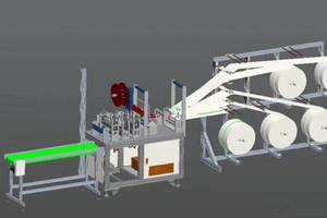 Double Lanes Face Mask Manufacturing Machine , 3 Phases Cloth Making Machine