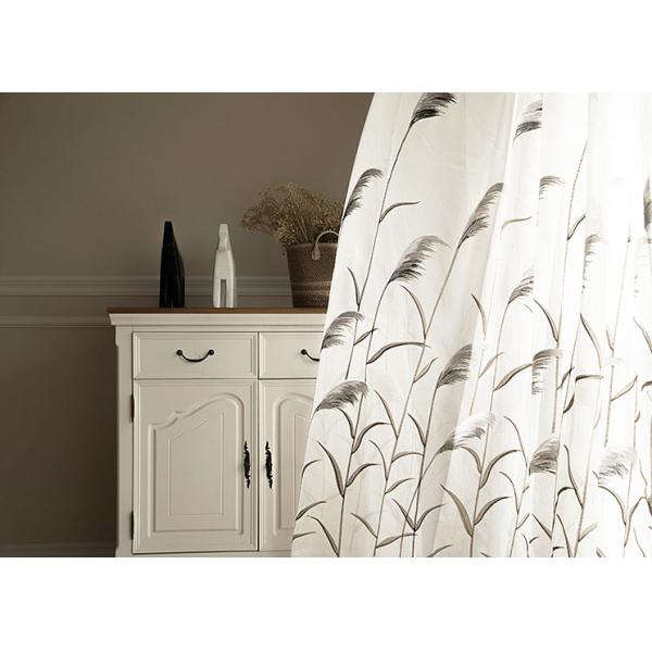 Country Style white window curtains , Embroidered modern bedroom curtains