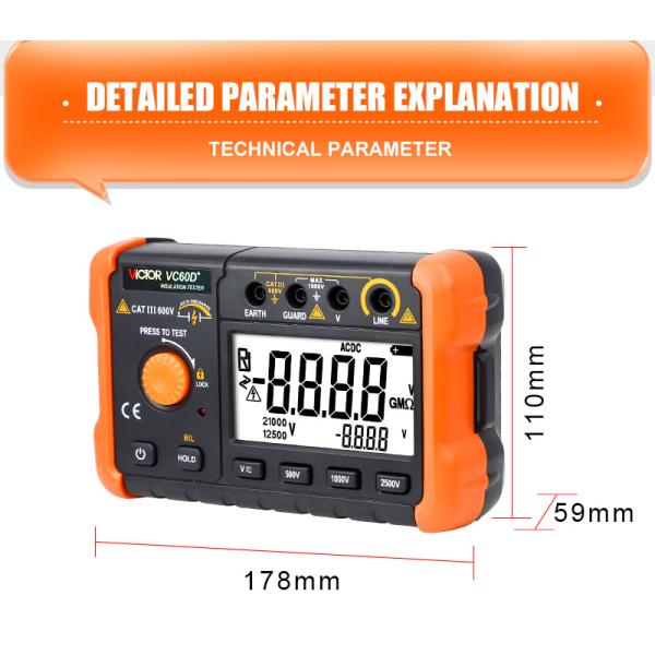 VICTOR 60D+ дисплеи в 2000 цифр интеллектуальный микроизоляционный тестер короткое замыкание измерения тока более 1 мА