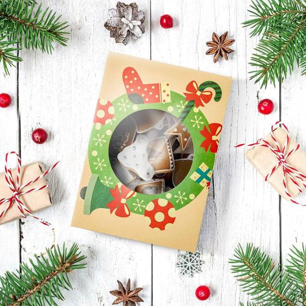 Kraft Foldable Christmas Gift Box Packaging For Chocolate Cake Bakery Dessert Food Stock