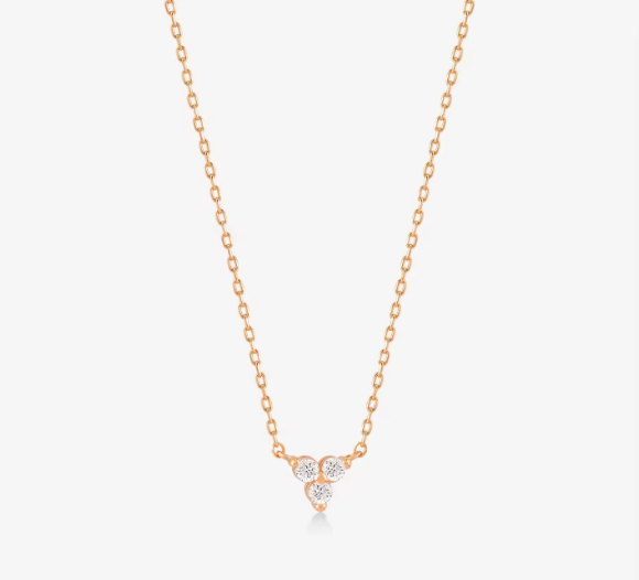 18-каровый золотой цирконовый подвесок Серебряная цепочка трио Алмазный кубический цирконовый ожерелье