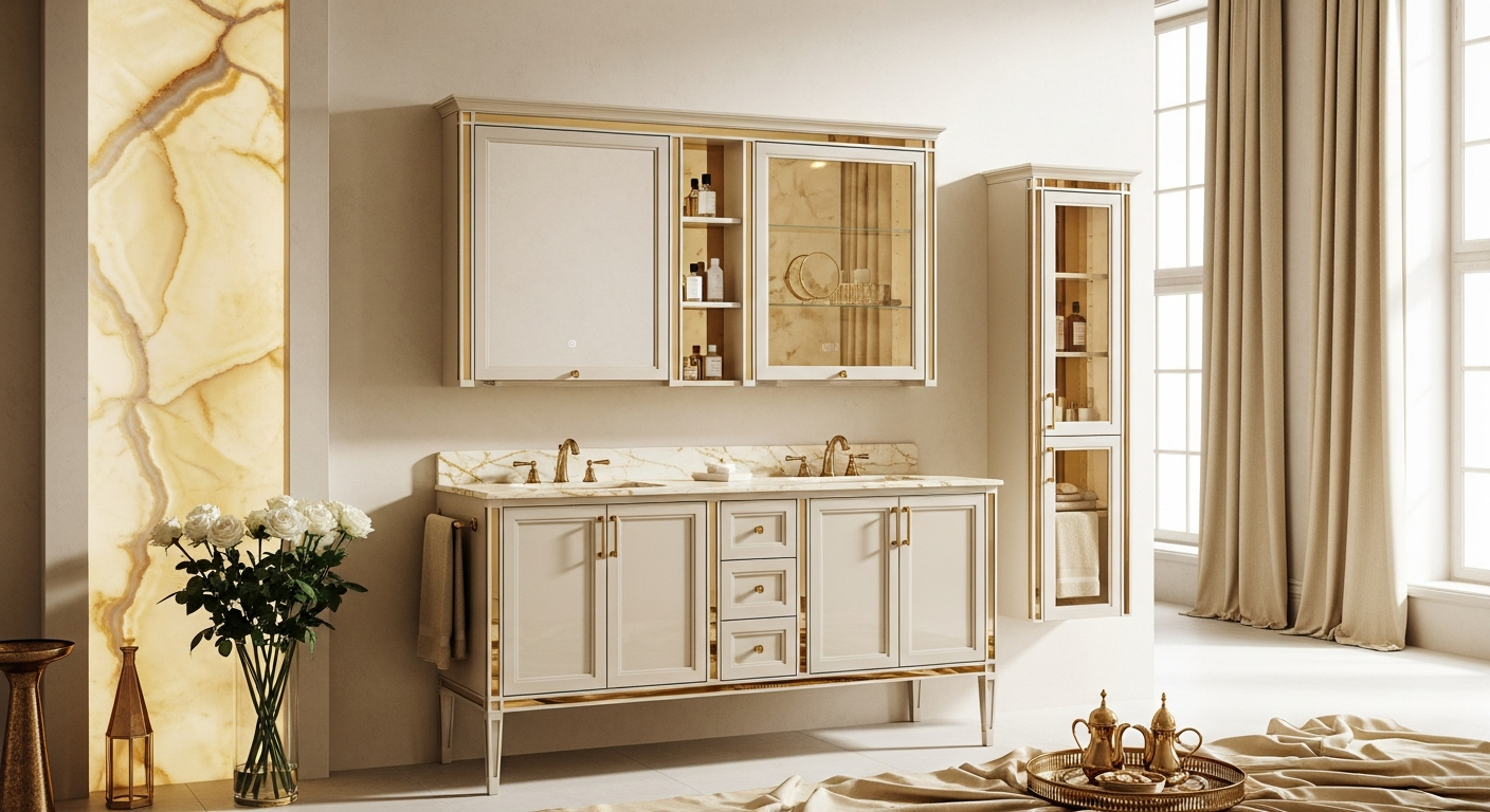 Golden Mirage Vanity Cabinet in 304 Stainless Steel