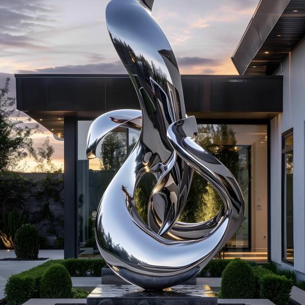Customized Colors Modern Abstract Mirror Stainless Steel Sculpture for Outdoor Decoration from Model