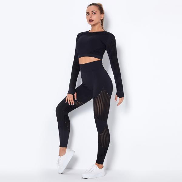Activewear женщин 300gsm устанавливает с одеждой йоги сетки спортзала отверстия большого пальца руки устанавливает