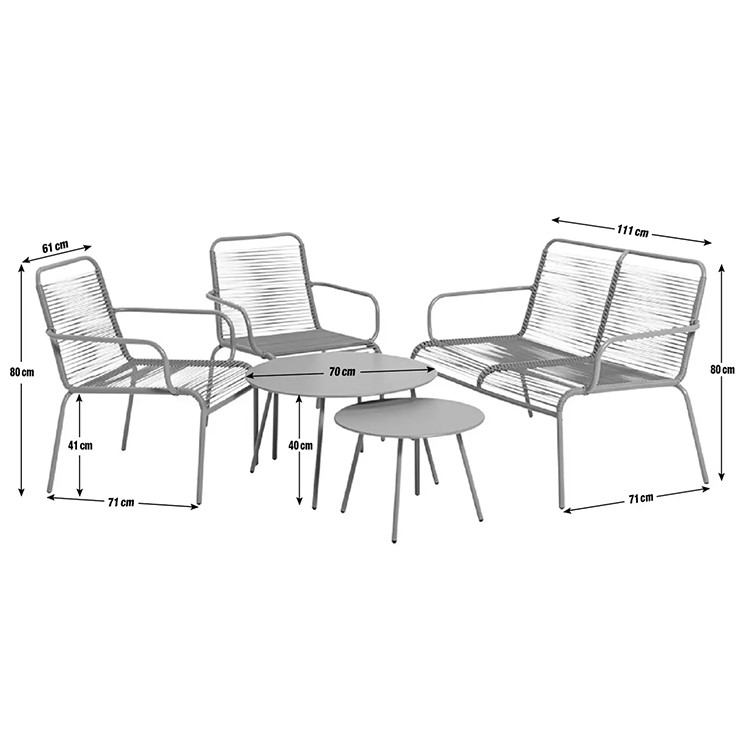 Villa AJUNION 4 Seater Metal Garden Furniture Balcony Patio Set Bistro Set Steel Garden Set