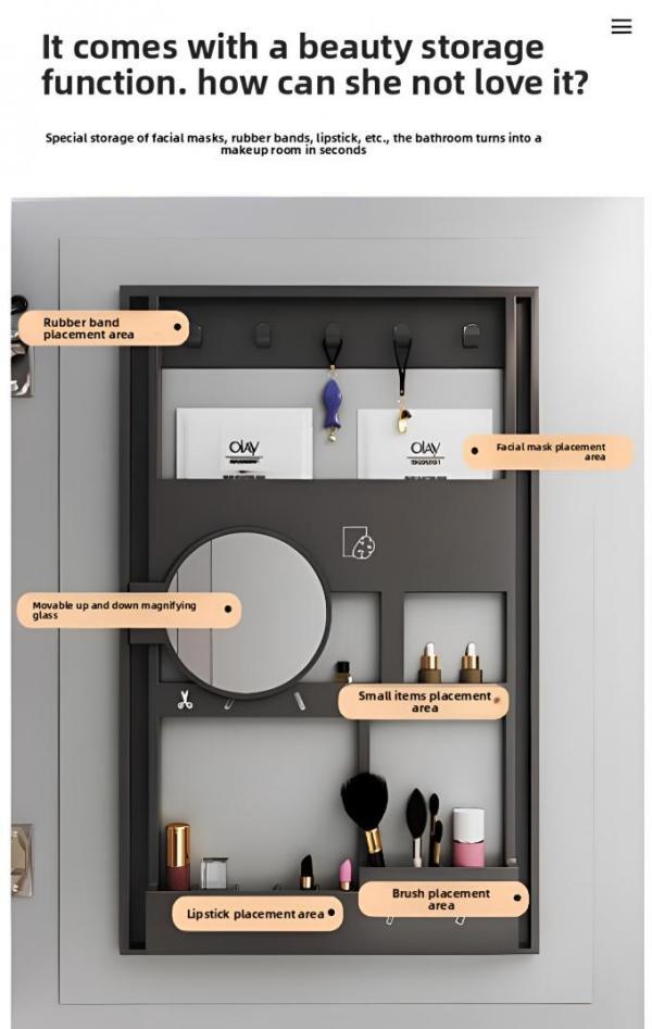Custom-Size Modern Bathroom Medicine Cabinet Smart Multi-Function Toilet Mirror Touch Sensor Switch Water Apartment Villa