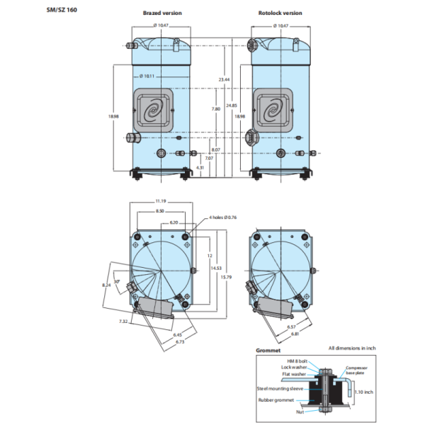 Performer AC Scroll Compressor 13HP 133500 BTU SM160T4CC SM160-4CBI For Refrigerator