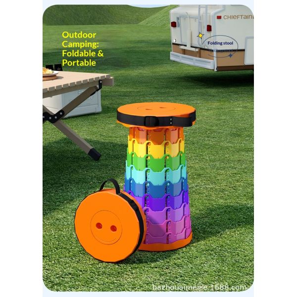 Modern Outdoor Plastic Folding Portable Collapsible Retractable Stool Thickened PP Material Camping Picnic Telescopic Chair
