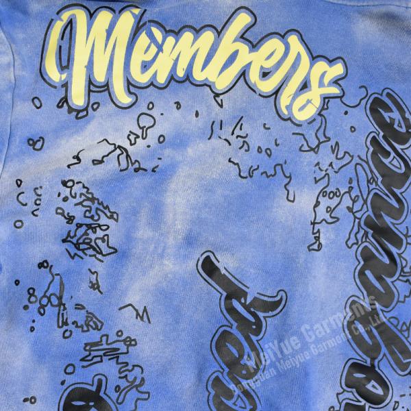 Custom Logo Screen Print Hoodie Heavyweight Acid Wash Hoodie Casual Loose Pocket