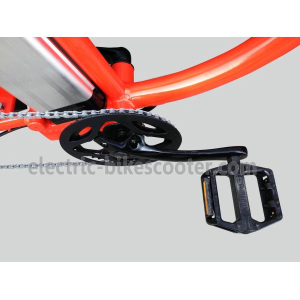 750W Electric Beach Cruiser Bikes Orange Aluminum Alloy 6061