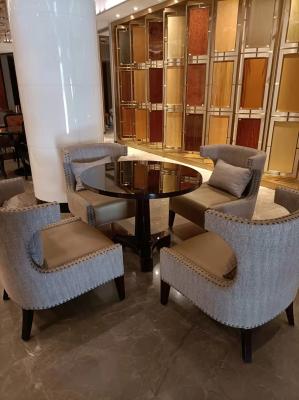 Height 75cm Round Glass Table Top Dining Table And Chair Sets ISO14001 Certified