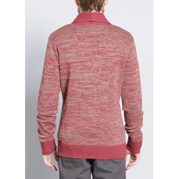 Warm Mens Full Zip Cardigan Sweater , Red Cardigan Sweater With Embroidery