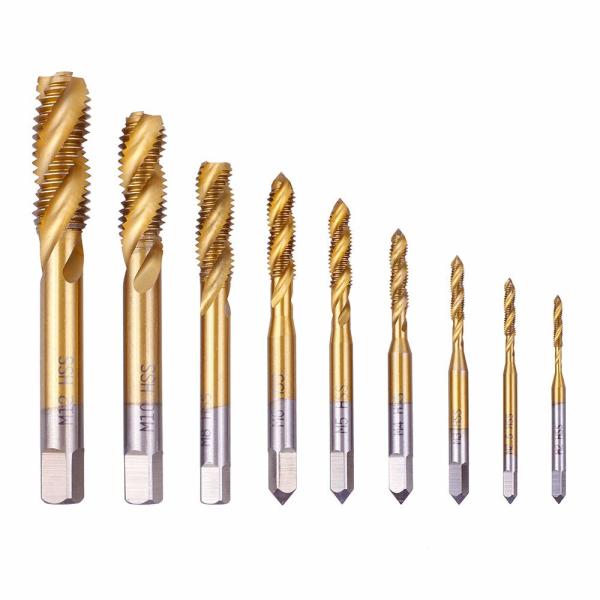 M12 Titanium Coated Spiral Flute HSS Machine Taps DIN371
