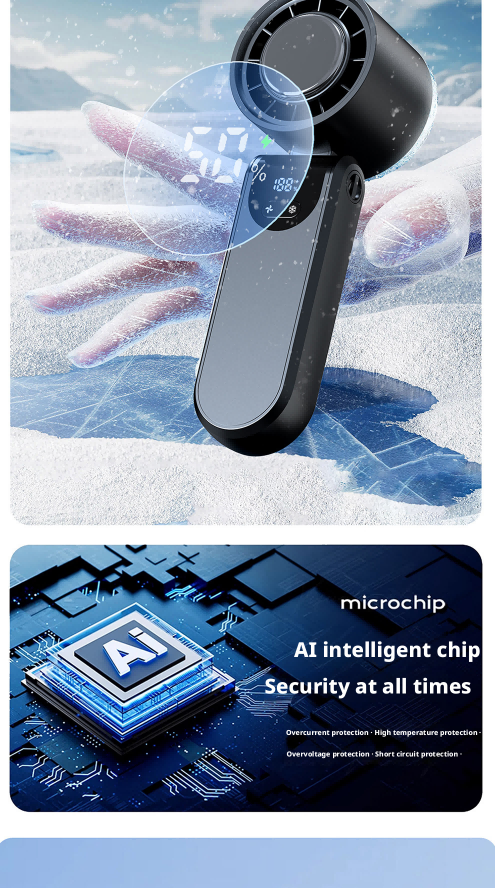 4000mAh Battery Mini Portable Fan With Brushless Motor  Household Spray Portable Folding Fan