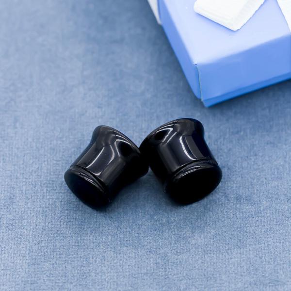 Acrylic Single Flared Ear Stretcher Plugs Multiple Size With Black Leather Hoops