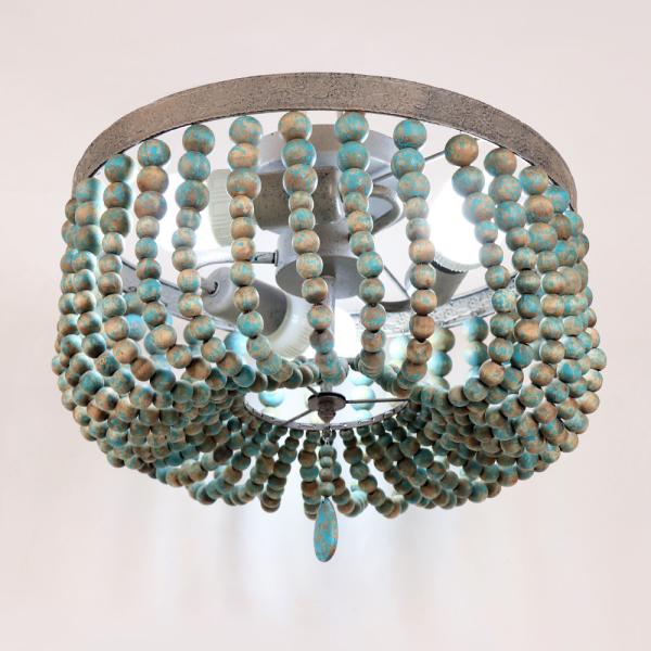 Retro round E27 LED adjustable height wooden bead ceiling chandelier lamp(WH-CI-147)