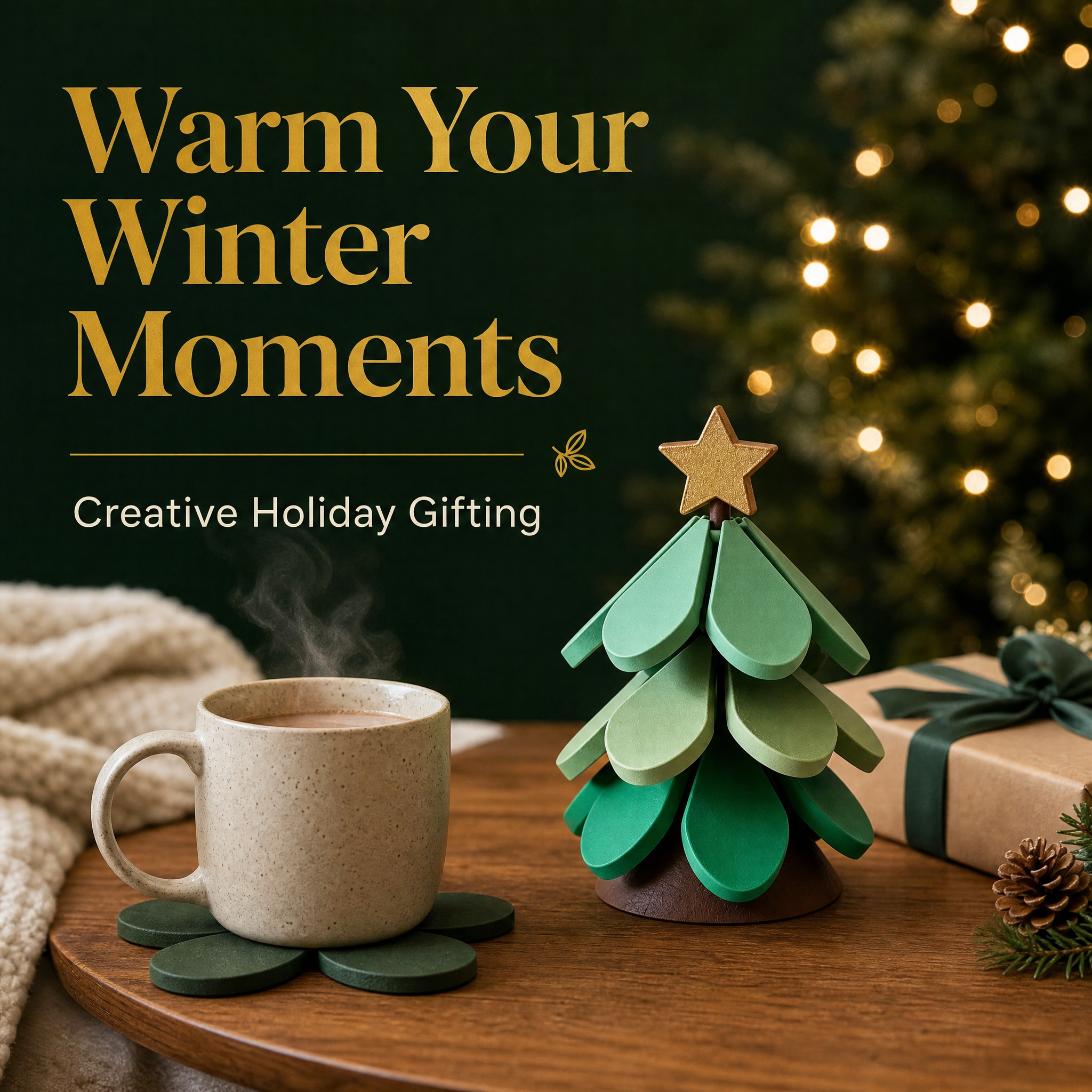 PLA 3D Printed Holiday Decoration Detachable Child Safe Christmas Tree Coaster Mat