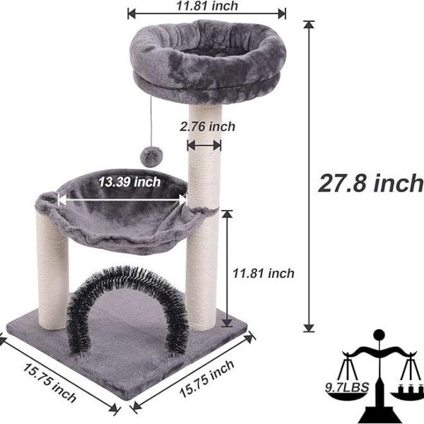 Natural Sisal Cat Trees Scratching Post Multi-Level Platform Cat Tower for Large Cats