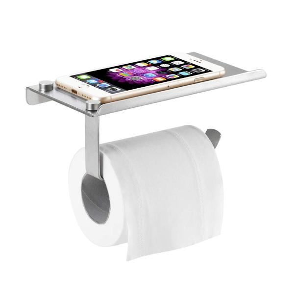 Stainless Steel Toilet Paper Holder / Commercial Toilet Roll Holder With Shelf